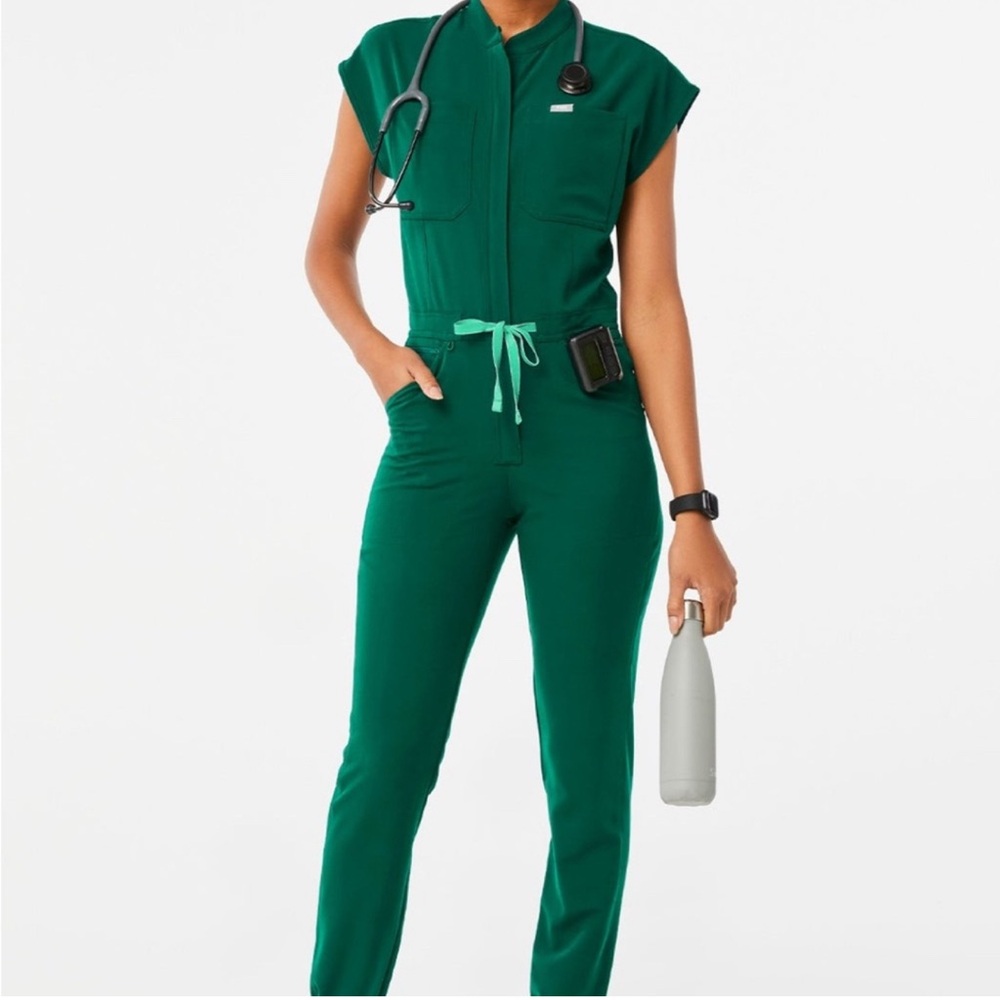 FIGS Hunter Green Rafaela Cargo ScrubJumpsuit